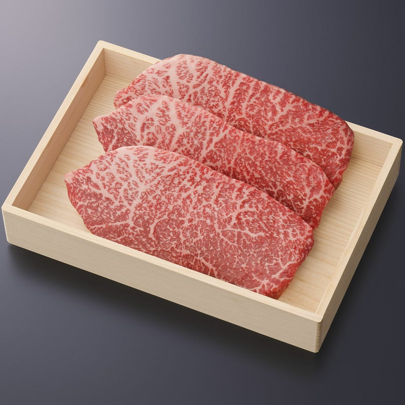 松阪牛ランプステーキ肉150g　3枚　贈答用木箱入りギフト